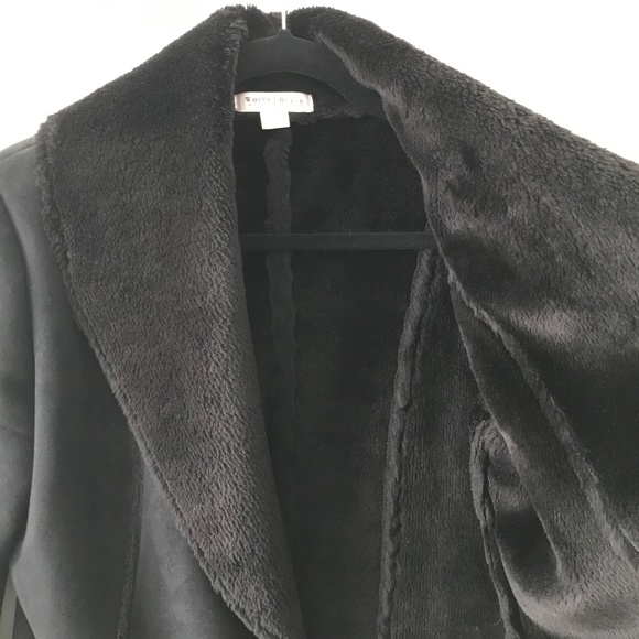 WHBM Black Faux Shearling Wrap Jacket - Picture 13 of 16